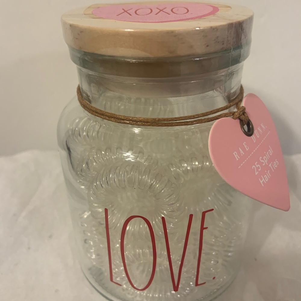 Rae Dunn Love Jar 💕 with Spiral Hair Ties